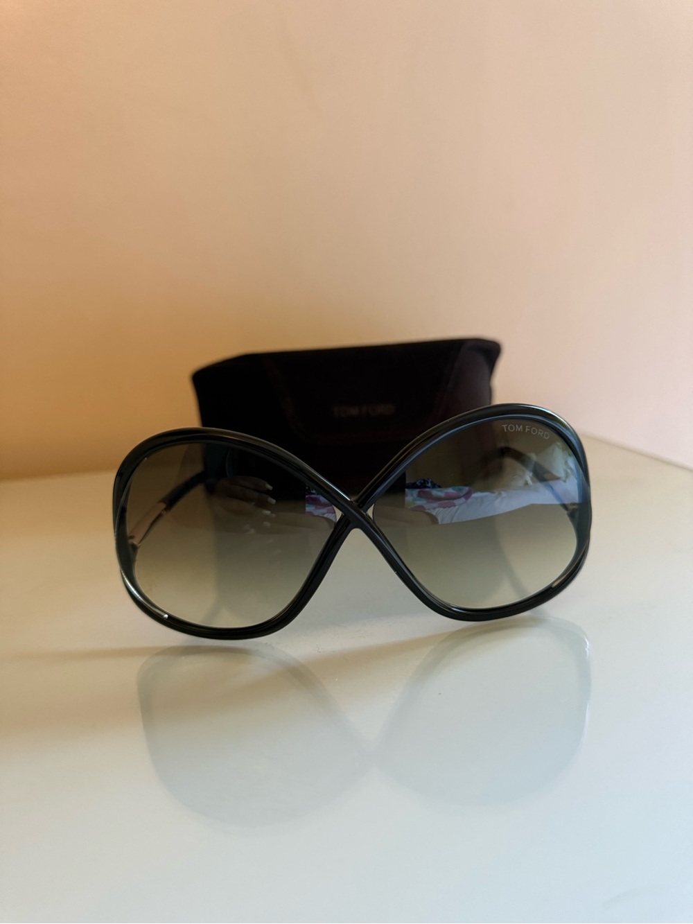 Tom Ford Women's Black Oversized Sunglasses with Gradient Lenses